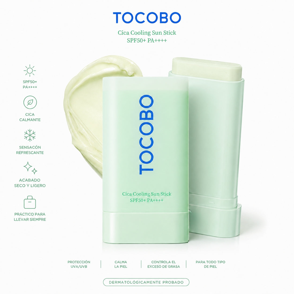 TOCOBO - Cica Cooling Sun Stick SPF 50+ PA++++ 0.17 oz | Protector Solar En Barra